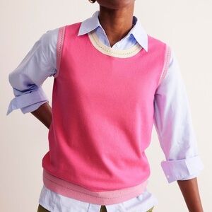 Boden Catriona Crew Cotton Sweater Vest Pink